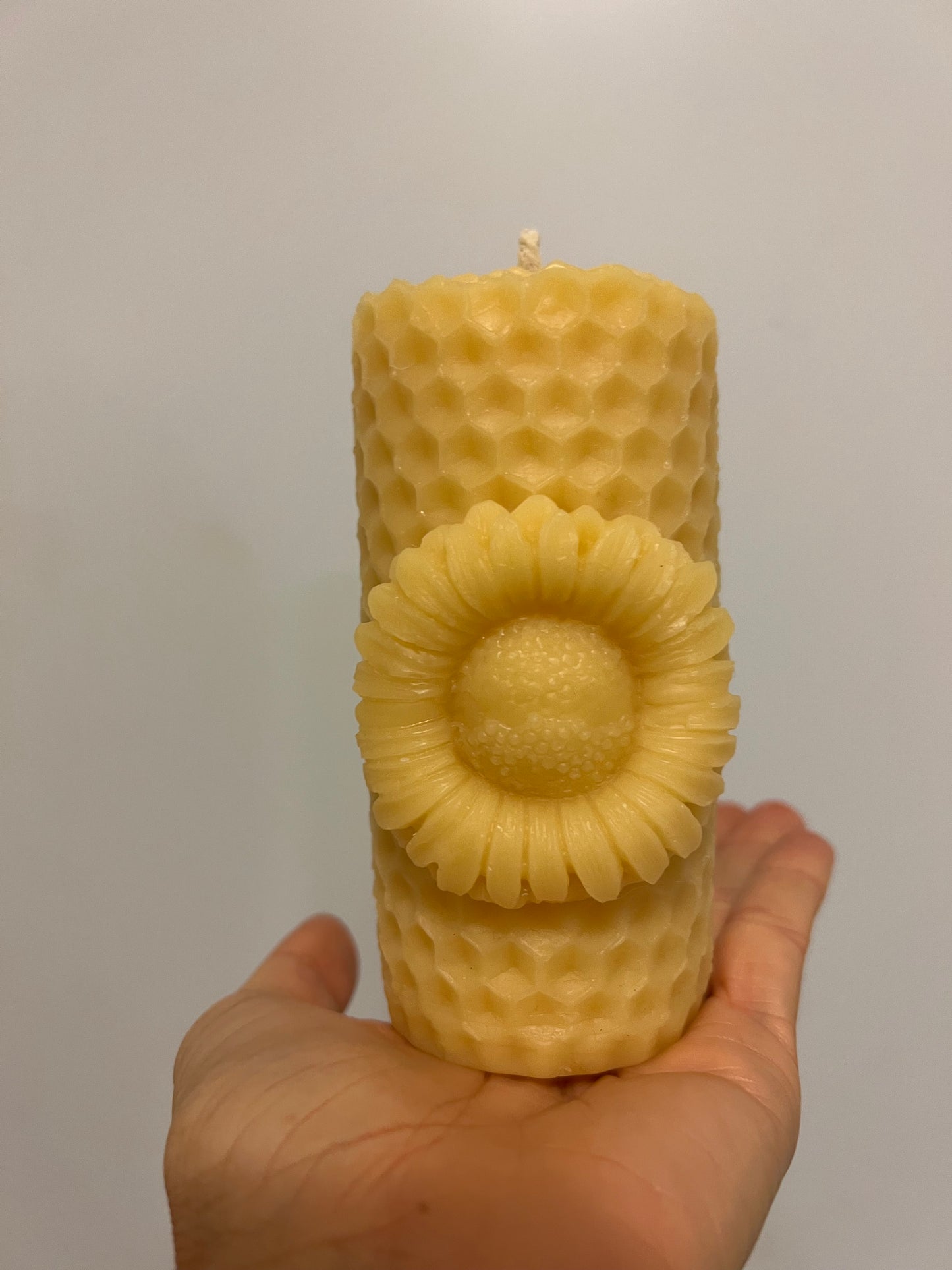 Beeswax Sunflower Pillar Candle